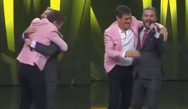 Mauri Stern y Adolfo Aguilar sorprendieron al darse un fuerte abrazo en el programa. Foto: captura de Latina