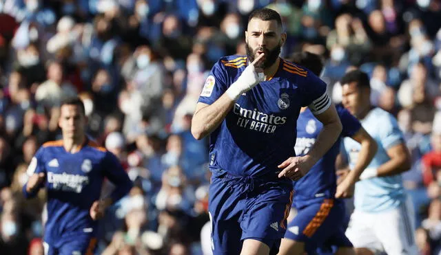 Real Madrid vs. Celta de Vigo: Karim Benzema anotó el 1-0 del partido por LaLiga. Foto: @LaLiga
