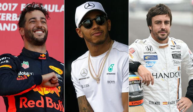 Ricciardo, Hamilton y Alonso en el 2017. Foto: Composición LR/Red Bull/Mercedes/McLaren