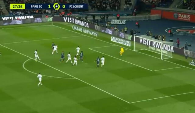 PSG vs. Lorient: Kylian Mbappe anotó el 2-0 para los parisinos en la Ligue 1. Foto: captura ESPN