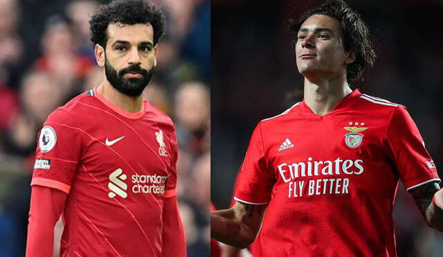 Darwin Núñez y Mohamed Salah son las principales figuras en el Benfica vs. Liverpool. Foto: composición / LR.