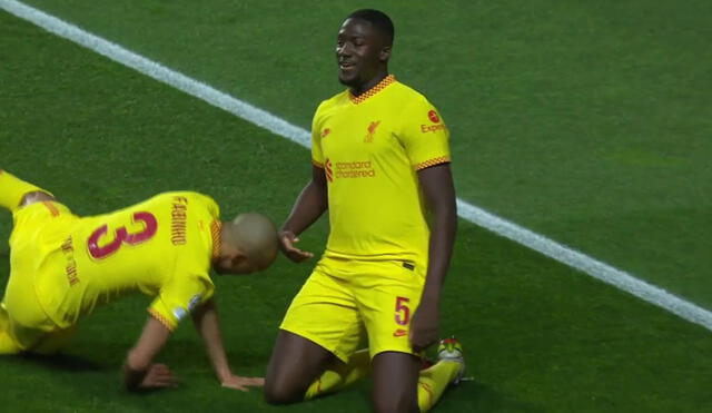 Konaté marcó el primer gol de Liverpool contra Benfica. Foto: captura ESPN