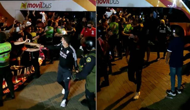 River Plate llegó a Lima y fue recibido por un grupo de hinchas en su hotel. Foto: captura River Plate