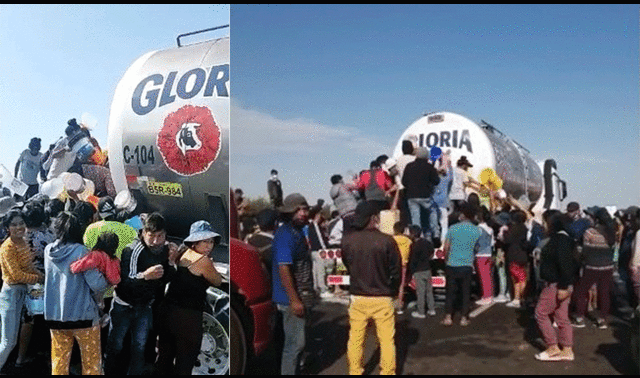 Videos en los que aparecen manifestantes sacando la leche de un camión cisterna. Foto: composición LR / Ruteros del Perú