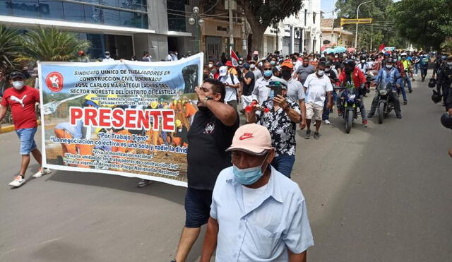 Los trabajadores, pertenecientes a diversos distritos de Piura, recorrieron el centro de la ciudad. Foto: Noticias Piura