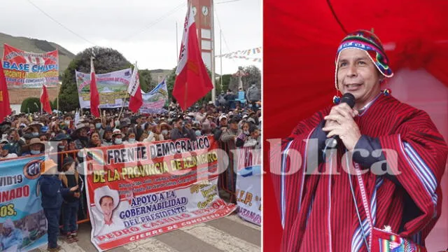 Pedro Castillo recibió el respaldo de los ciudadanos a su paso por Puno. Foto: La República/Carlos Cisneros