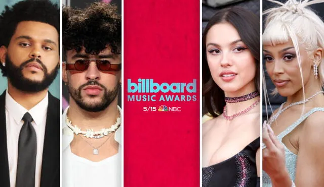 The Weeknd y la rapera Doja Cat lideran la lista de nominaciones con 17 y 14 menciones, respectivamente. Foto: composición AFP/Billboard