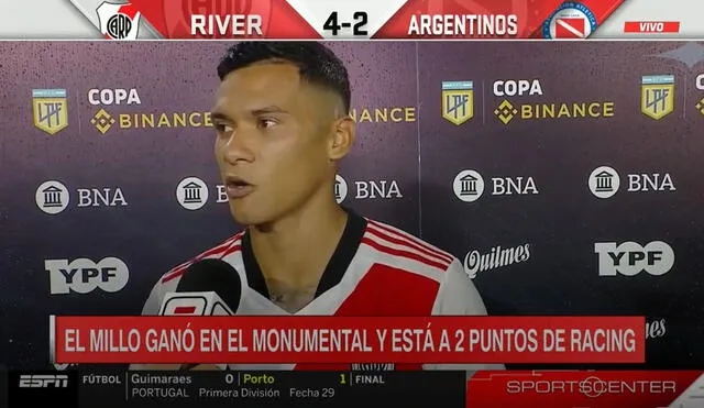 Marcelo Herrera puso el 4-2 a favor de River Plate. Foto: captura ESPN