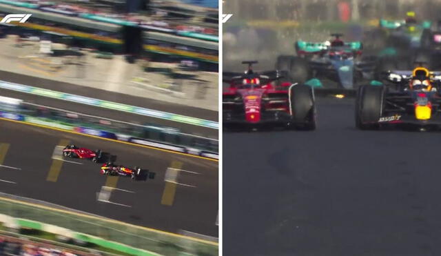 Así fue la lucha entre Leclerc y Verstappen. Foto: captura F1.