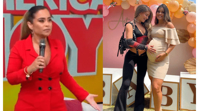 Ethel Pozo aplaude que Flavia Laos haya ido al baby shower de Majo Parodi. Foto: composición captura América TV/Flavia Laos-Instagram