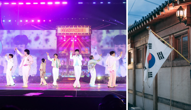 BTS en el conciertos de "Permission to dance on stage en Las Vegas". Foto composición: BIGHIT Music y Canva.