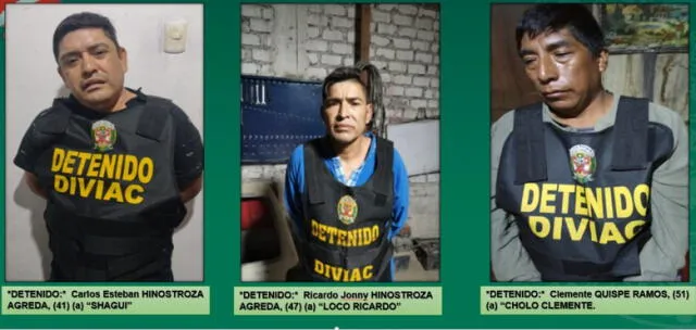 Según la PNP, el cabecilla de esta organización sería Carlos Esteban Hinostroza Agreda, alias Chagui, de 41 años. Foto: PNP
