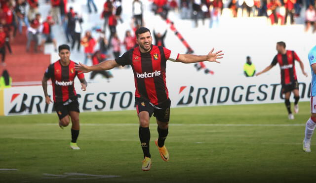 Melgar vs. River Plate: Bernardo Cuesta abrió el marcador en Arequipa. Foto: FBC Melgar