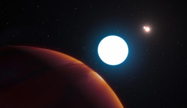 El extraño exoplaneta se hallaba tan alejado de su estrella principal (la más grande) que demoraba 500 años en dar una vuelta. Foto: ESO / L. Calcada