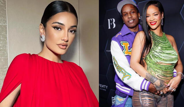 Amina Muaddi desmiente infidelidad con A$AP Rocky, pareja de Rihanna. Foto: composición Instagram/AFP