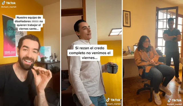 "Si rezan todo el credo al mismo tiempo, no venimos el viernes”, se le oyó decir al jefe en el video viral. Foto: captura de TikTok