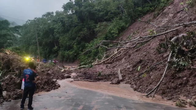 Deslizamiento en el kilómetro 34 sector Shuchuyacu en San Martín. Foto: Goresam.