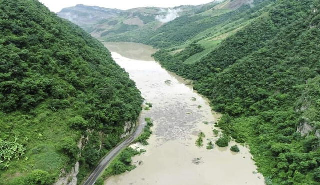 El río Utcubamba tras el sismo de 7.5 registrado el 28 de noviembre de 2021. Foto: difusión.