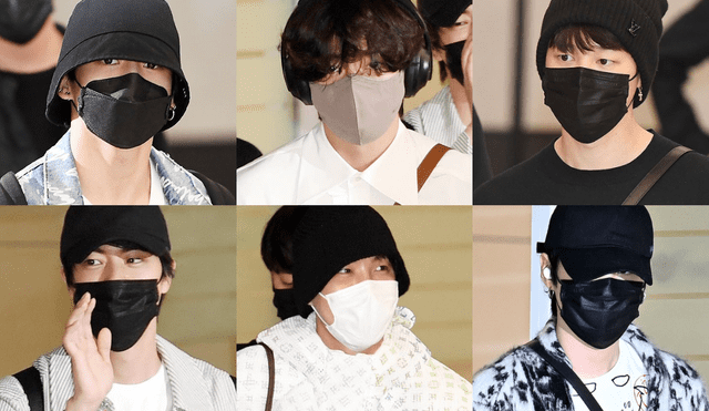 Jungkook, Taehyung, Jimin, Jin, J-Hope y Suga de BTS en el Aeropuerto de Incheon. Foto: composición La República / Star Today / Newsen / OSEN