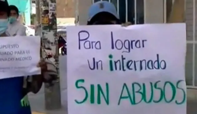 Junín, protesta de internos de medicina. Foto: captura Canal N