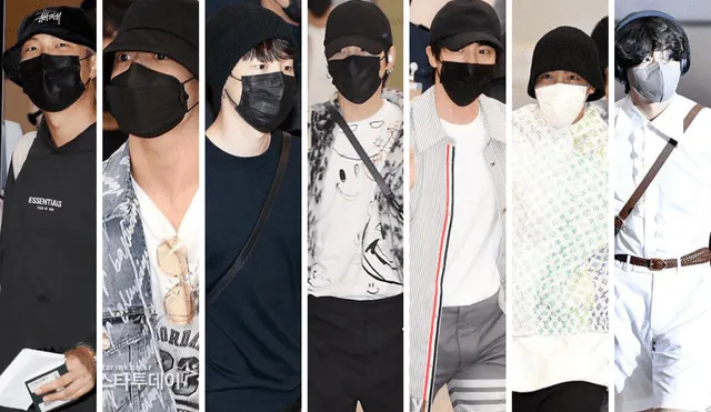 BTS en Corea del Sur: lucen el "fashion airport" en Incheon. Foto composición: Twitter.