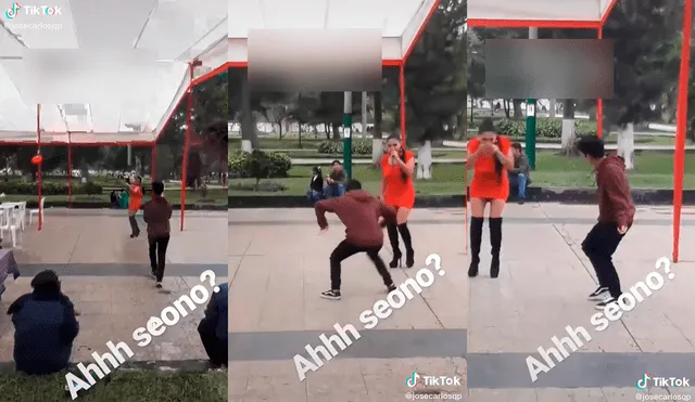 El muchacho bailó enérgicamente frente a la cantante de cumbia. Foto: captura de TikTok