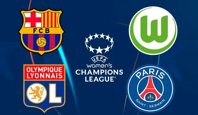 Barcelona, Wolfsburgo, Lyon y PSG han jugado por lo menos una vez la final de la UEFA Champions League Femenina. Foto: composición de UEFA