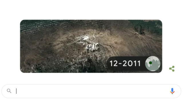 El monte Kilimanjaro ha ido perdiendo nieve durante las últimas décadas a causa del calentamiento global. Foto: captura Google
