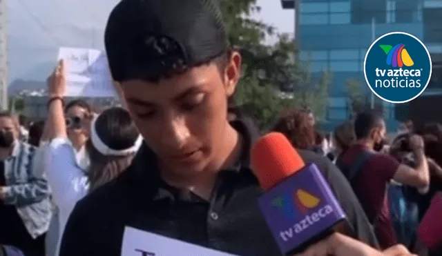 El joven comentó las cualidades de Debanhi Escogar. Él fue parte de las protestas que piden justicia por la muerte de la joven. Foto: Captura Tv Azteca.