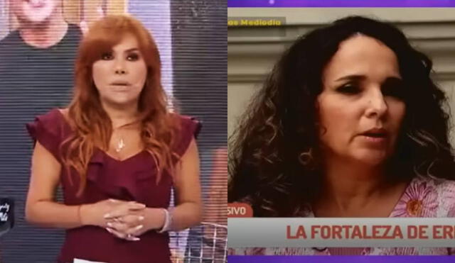 Magaly Medina comenta entrevista a Érika Villalobos en "Arriba mi gente". Foto: composición/ captura de ATV/ captura de Latina