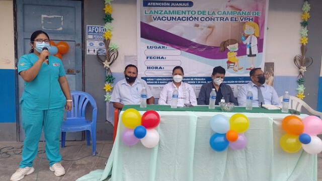 Autoridades de Salud promueven campaña de vacunación contra el cáncer de cuello uterino en región San Martín. Foto: Goresam.