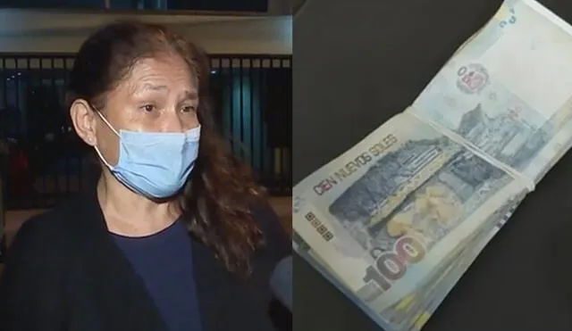 Agentes policiales felicitaron a la mujer por entregar tal cantidad de dinero. Foto: captura de América