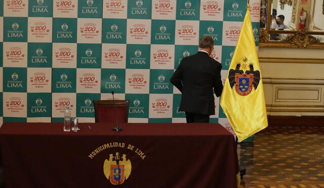 Jorge Muñoz brindó una conferencias de prensa este miércoles tras decisión del JNE de vacarlo de la alcaldía de Lima. Foto: John Reyes