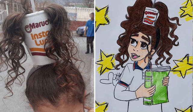 Frida, de 7 años, fue a clases con un creativo look como parte de las celebraciones por del Día del Niño. Foto: @leydirocha20 / Instagram / @miguelangel.loredoramos / Instagram