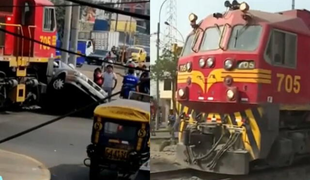 Tren se chocó contra auto. Serenazgo ya retiró el vehículo. Foto: captura de Canal N