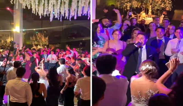 Los invitados corearon la canción de reggaetón, luego de que escucharon al improvisado animador del matrimonio. Foto: captura de Facebook