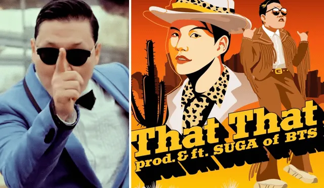 A 10 años de "Gangnam style", PSY regresó con "That that", canción principal de su nuevo álbum que cuenta con la participación de Suga de BTS. Foto: composición/ captura YouTube/ P Nation