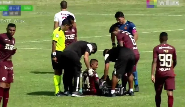 Rodrigo Vilca jugó 32 minutos con Universitario ante Gray porque se retiró lesionado. Foto: captura de Willax TV