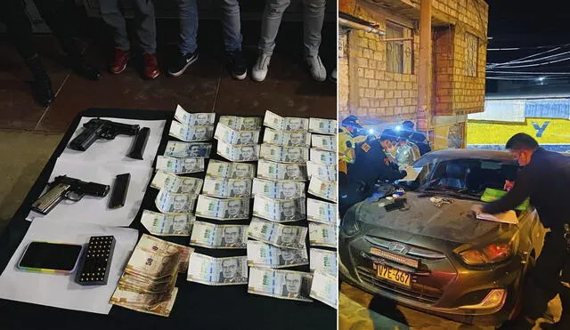 Dinero, armas y municiones fueron incautadas por la Policía Nacional. Foto: PNP