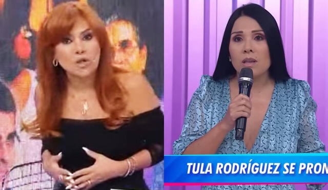 Magaly Medina indignada con Tula Rodríguez por lío con hijos de Javier Carmna. Foto: composición/ captura de ATV/ captura de América TV