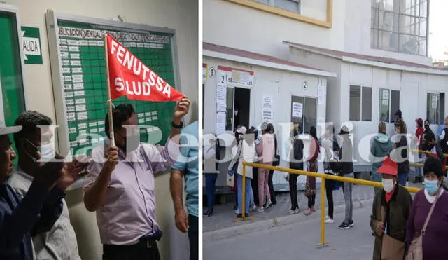 Integrantes de la FENUTSSA-Arequipa realizaron protesta este miércoles. Foto.