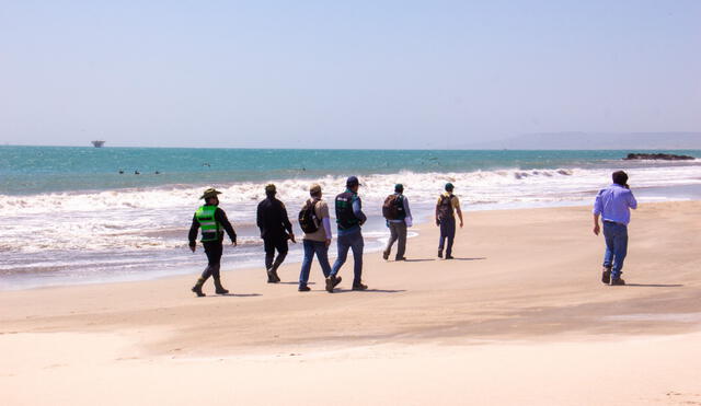 Un grupo multidisciplinario inspecciona la playa Lobitos. Foto: PNP