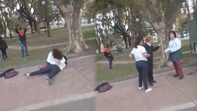 En las redes, los usuarios exponen que la mujer fue injusta por golpear a solo una de las participantes de la pelea. Foto: composición/ captura de Twitter