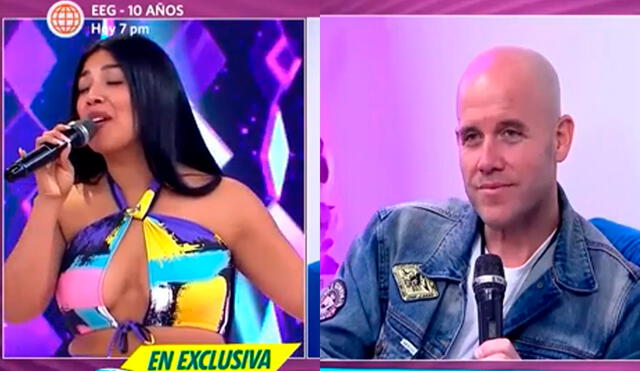 Gian Marco tuvo sorprendente reacción al escuchar la voz de Kate Candela. Foto: composición/ captura de América TV