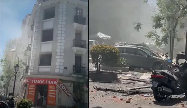 Los bomberos de Madrid, Samur-Protección Civil, Policía Municipal y Nacional y Summa siguen trabajando en la zona. Foto: captura – Twitter