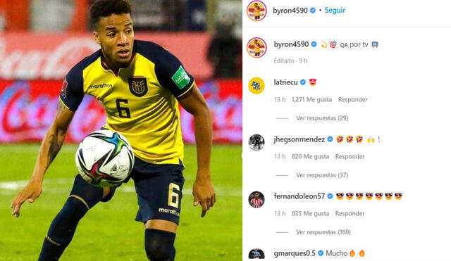 Byron Castillo disputó varios partidos con la selección ecuatoriana en las Eliminatorias Qatar 2022. Foto: Instagram