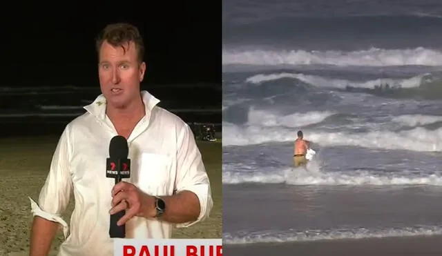 Paul Burt estaba haciendo una transmisión en directo para 7NEWS en la arena de Surfers Paradise (Australia). Foto: captura de 7News Australia