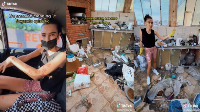 La joven presentó los resultados de su limpieza en otro video. Video: @ellenmilgrau/TikTok