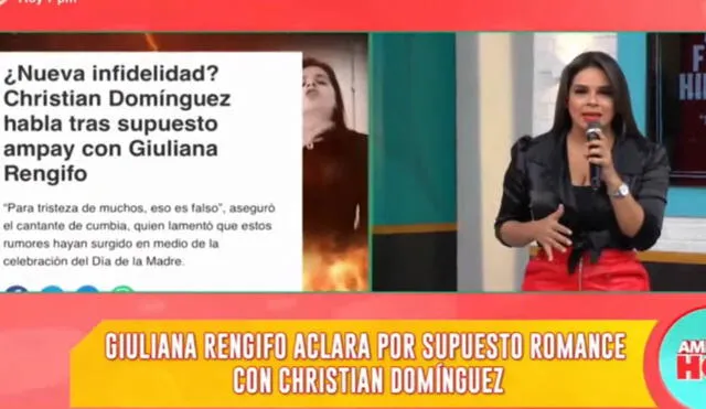 Giuliana Rengifo indignada por falso ampay con Christian Domínguez. Foto: captura de América TV
