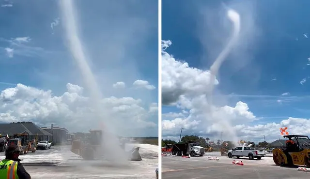 Un grupo de constructores no salió de su asombro cuando fueron testigos del gigantesco fenómeno. Foto: captura de YouTube